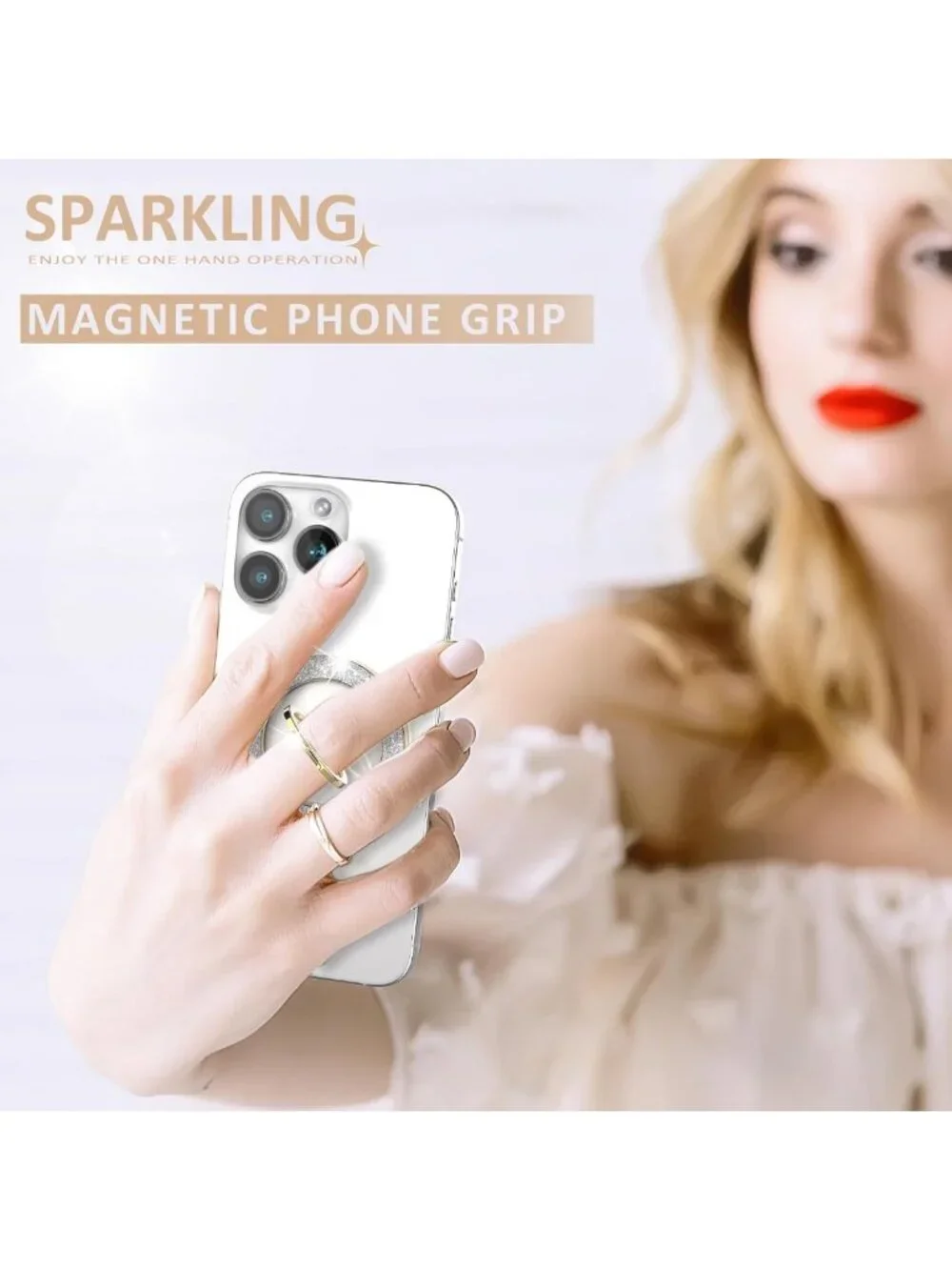 Glitter Magnetic Phone Ring Holder - 360° Rotation Grip Stand for MagSafe